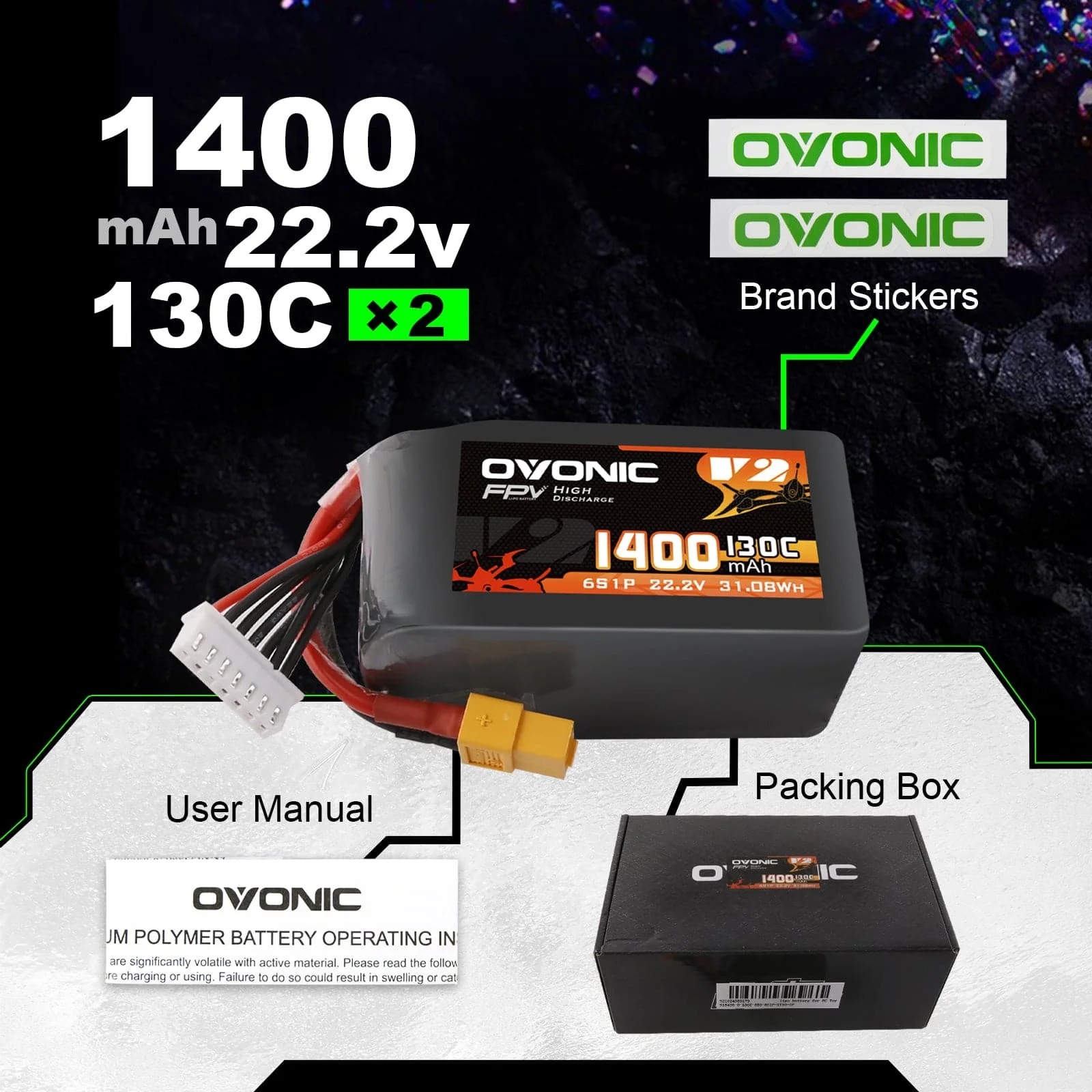 โอโวนิค 6S 1400mAh 130C แบตเตอ - Walksnail Avatar Hd Goggles X บทวิจารณ์และราคา