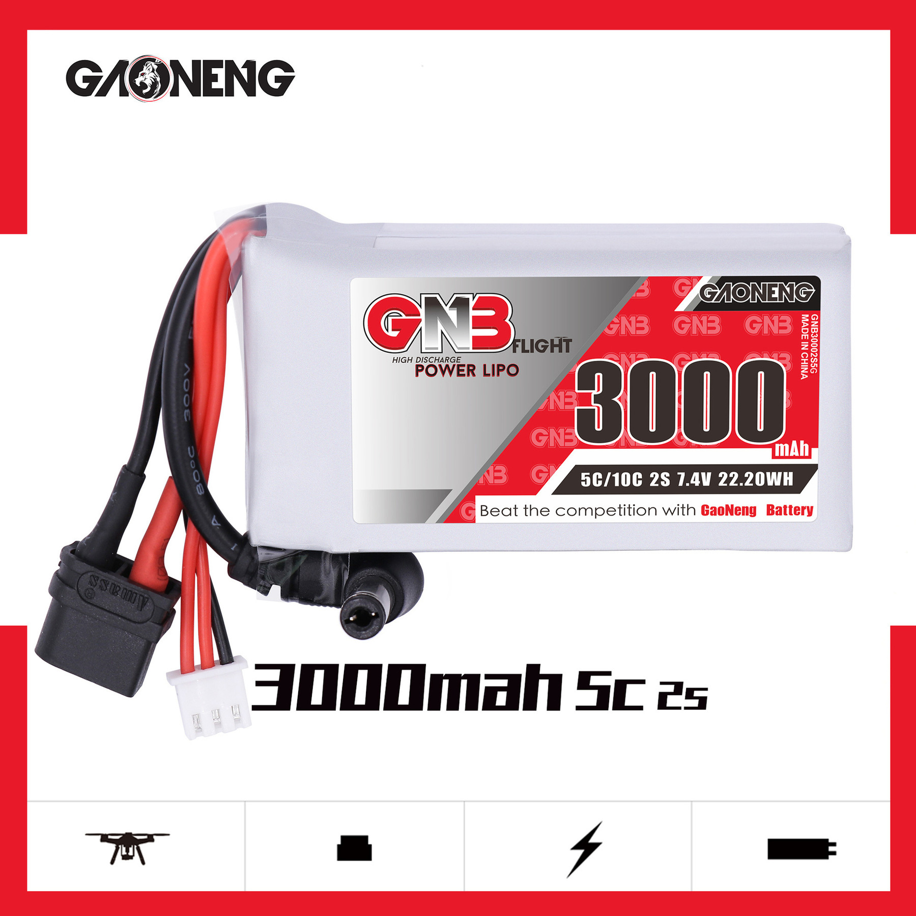 Gnb 2S 7.4V 3000mAh 5C/10C Lip - Skyzone Sky04X Pro Oled Fpv Goggles บทวิจารณ์และราคา